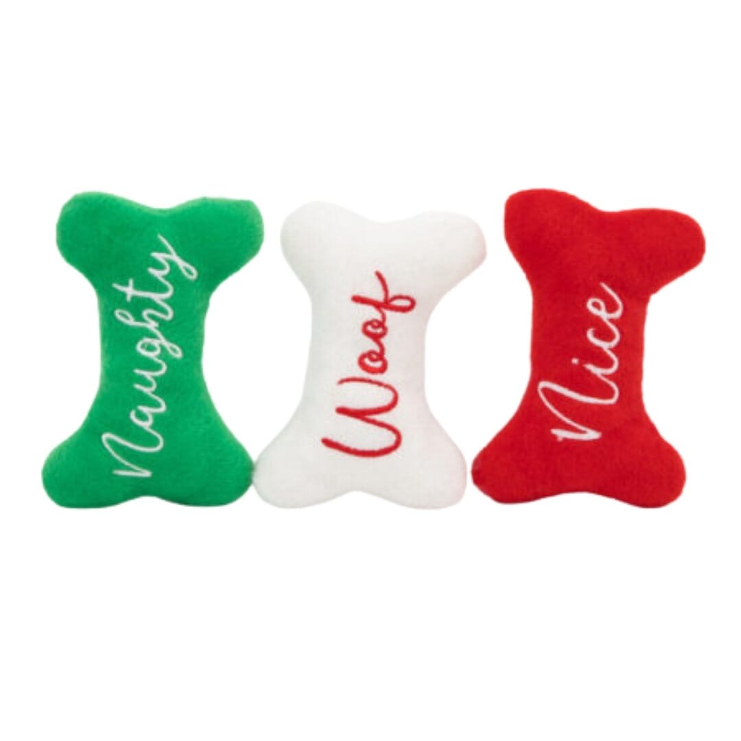 3 Pack Naughty and Nice Bones Dog Toys - Oh My Paw&#39;d