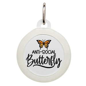 Anti-Social Butterfly Name Tag - Oh My Paw'd