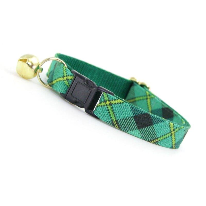 Green Plaid Cat Collar - Oh My Paw&#39;d