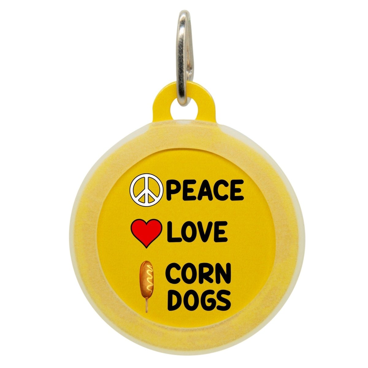 Peace Love Corn Dog Name Tag - Oh My Paw&#39;d