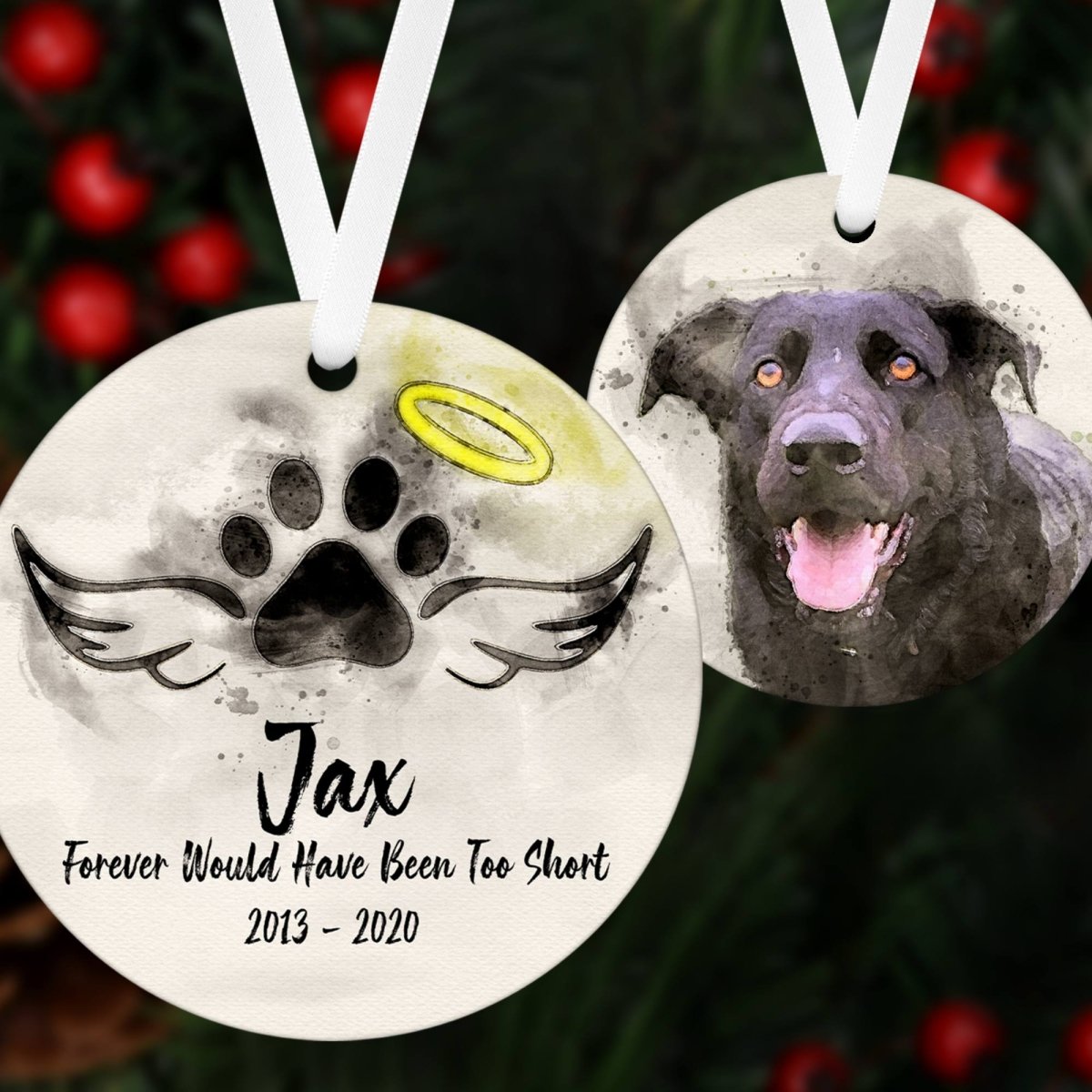 Dog photo memorial on sale ornament