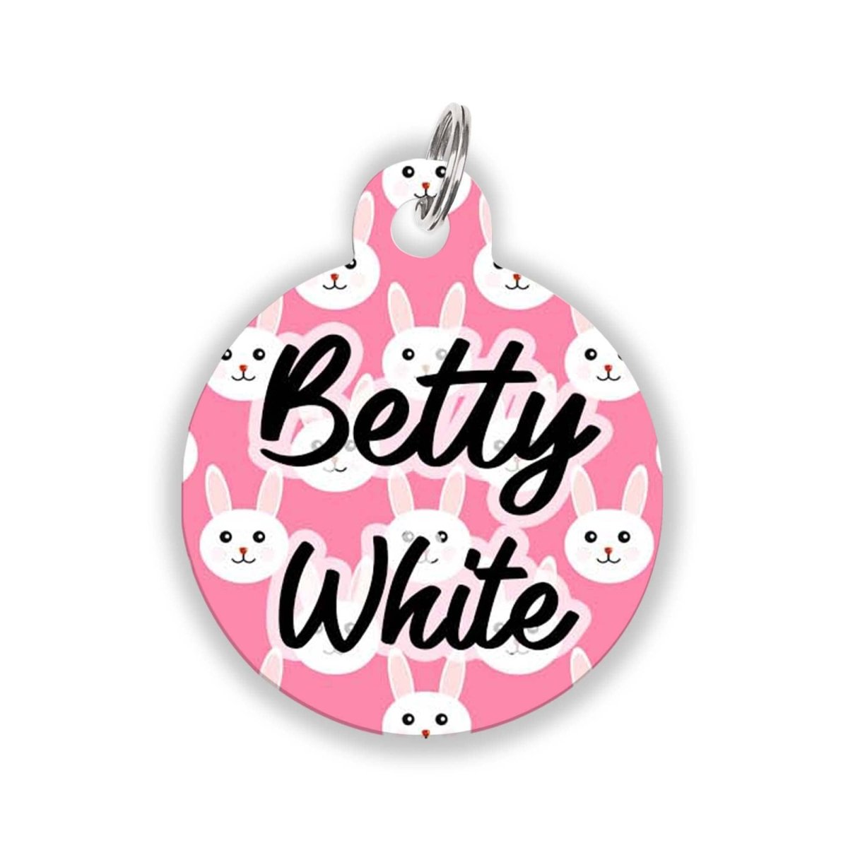 Pink Bunny Name Tag - Oh My Paw&#39;d