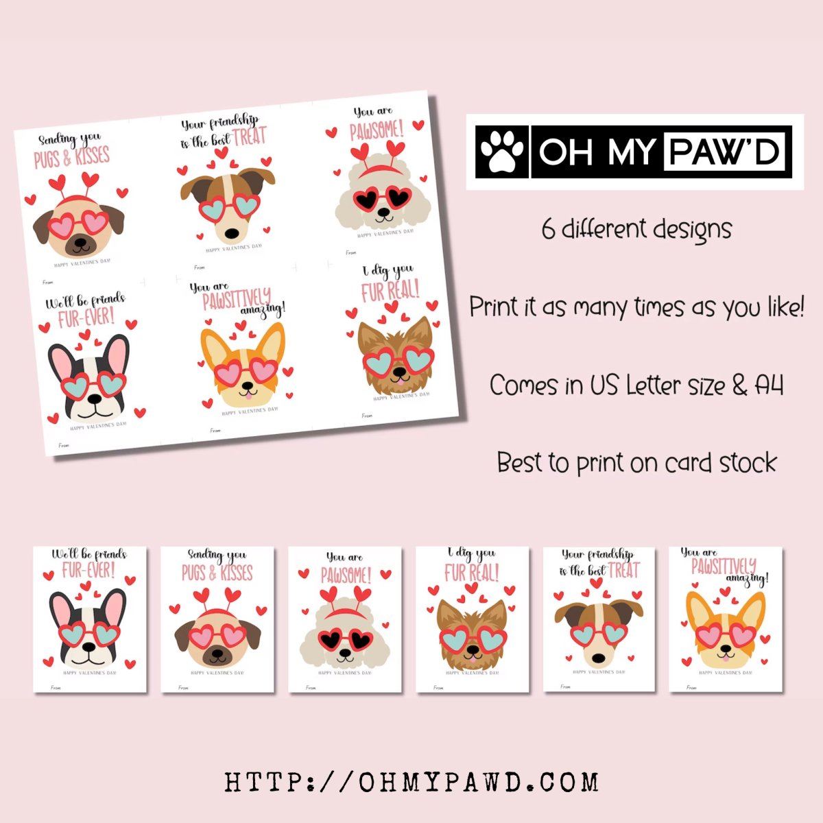 Printable Dog Valentine's Day Cards - Oh My Paw'd