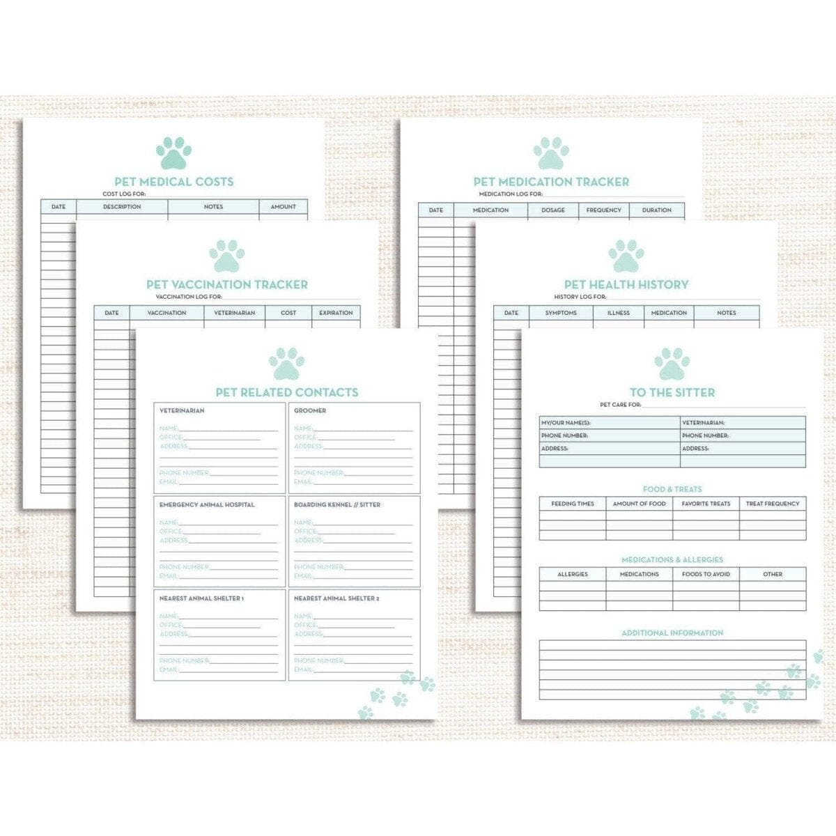 Printable Pet Information Kit - Oh My Paw'd