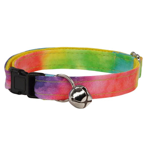 Rainbow Tie Dye Watercolor Cat Collar - Oh My Paw'd