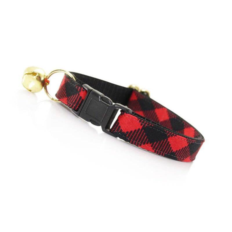 Red &amp; Black Plaid Cat Collar - Oh My Paw&#39;d