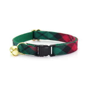 Red & Green Plaid Cat Collar - Oh My Paw'd