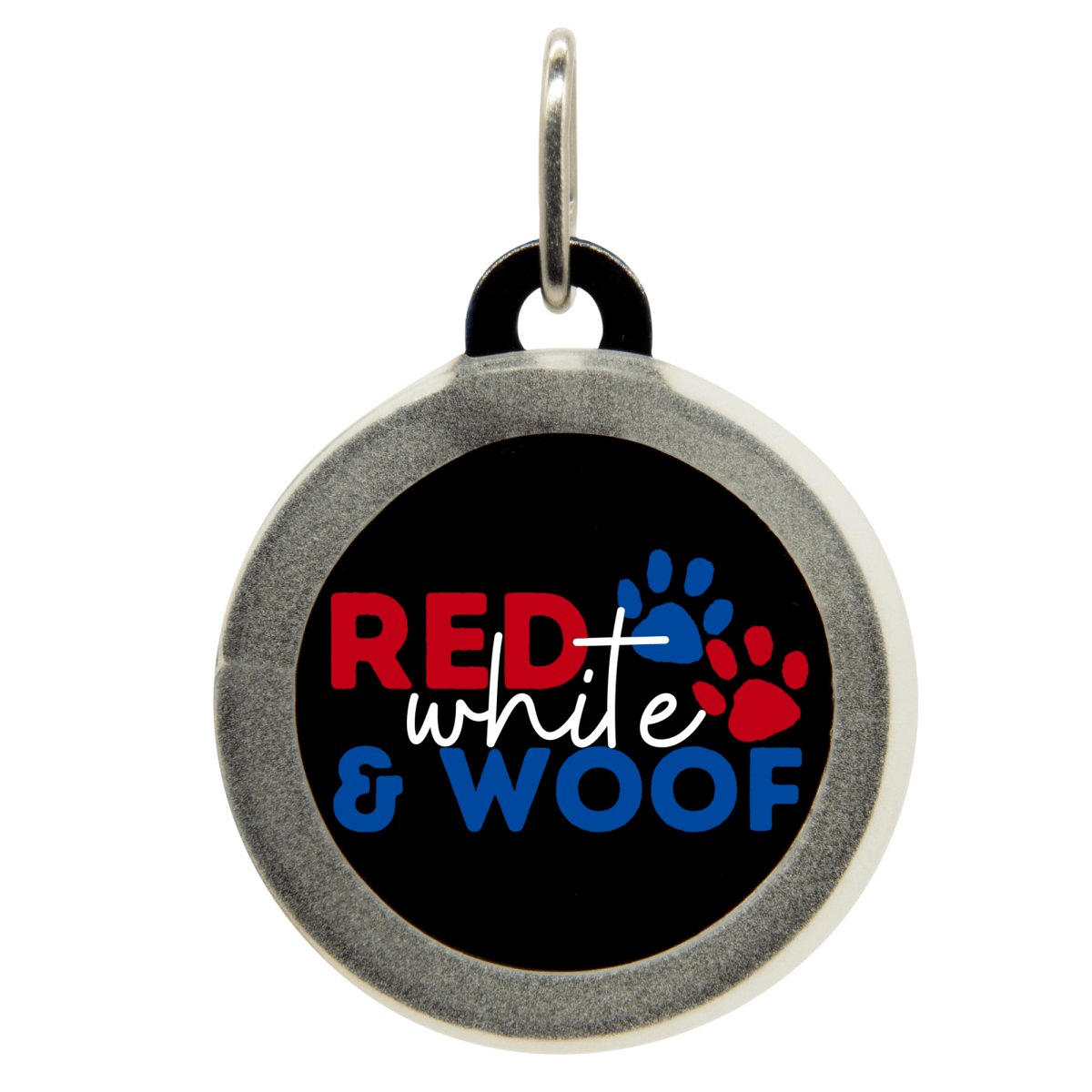 Red, White, and Woof Name Tag - Oh My Paw'd