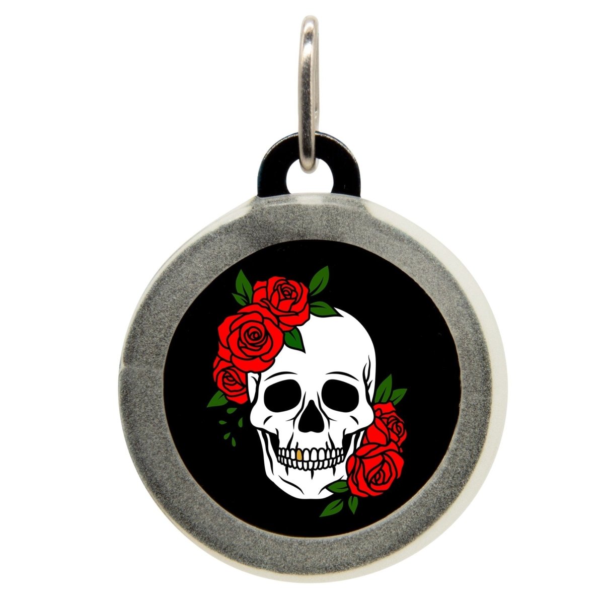 Skull and Roses Name Tag - Oh My Paw'd