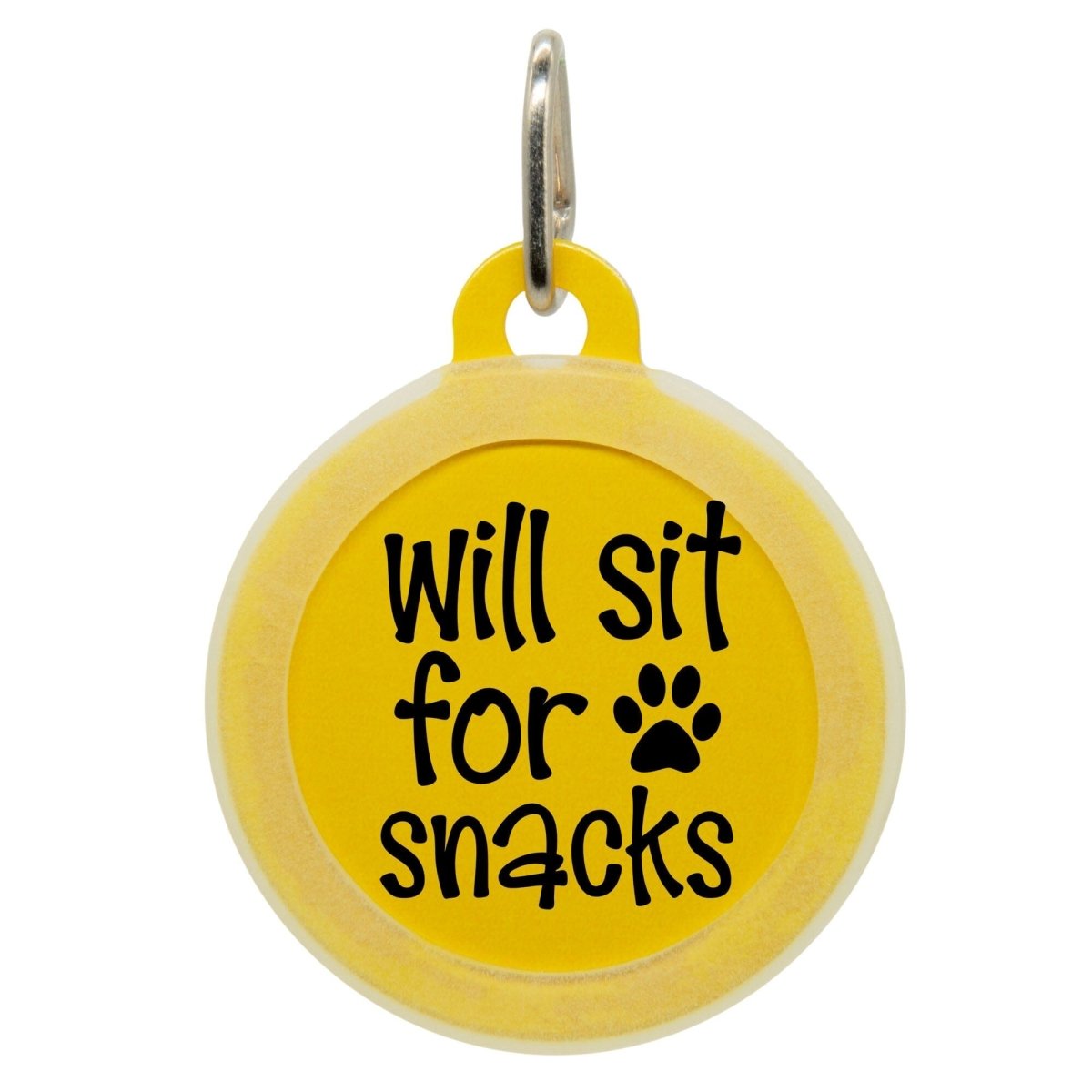 Will Sit For Snacks Name Tag - Oh My Paw&#39;d